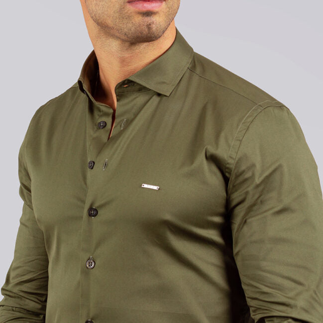 CAMISA GOLA ITALIANA KAKI SLIM FIT ZOLF