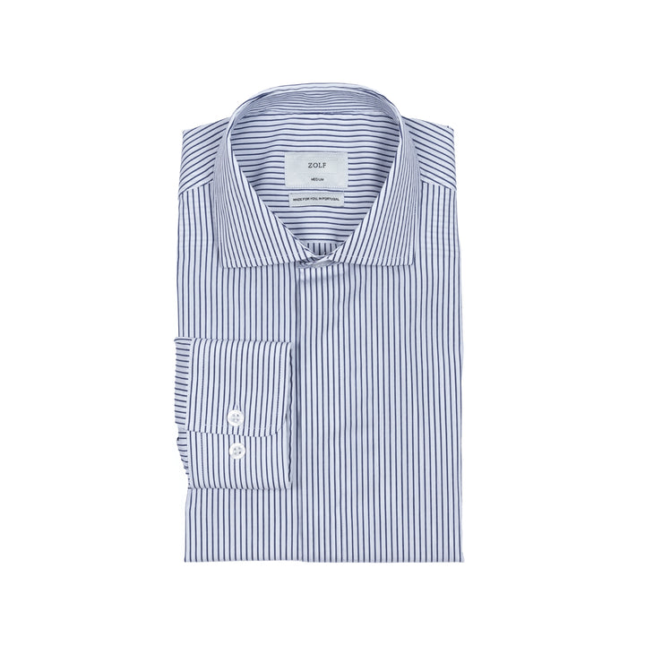 CAMISA GOLA ITALIANA RISCA FINA SLIM FIT AZUL MARINHO ZOLF