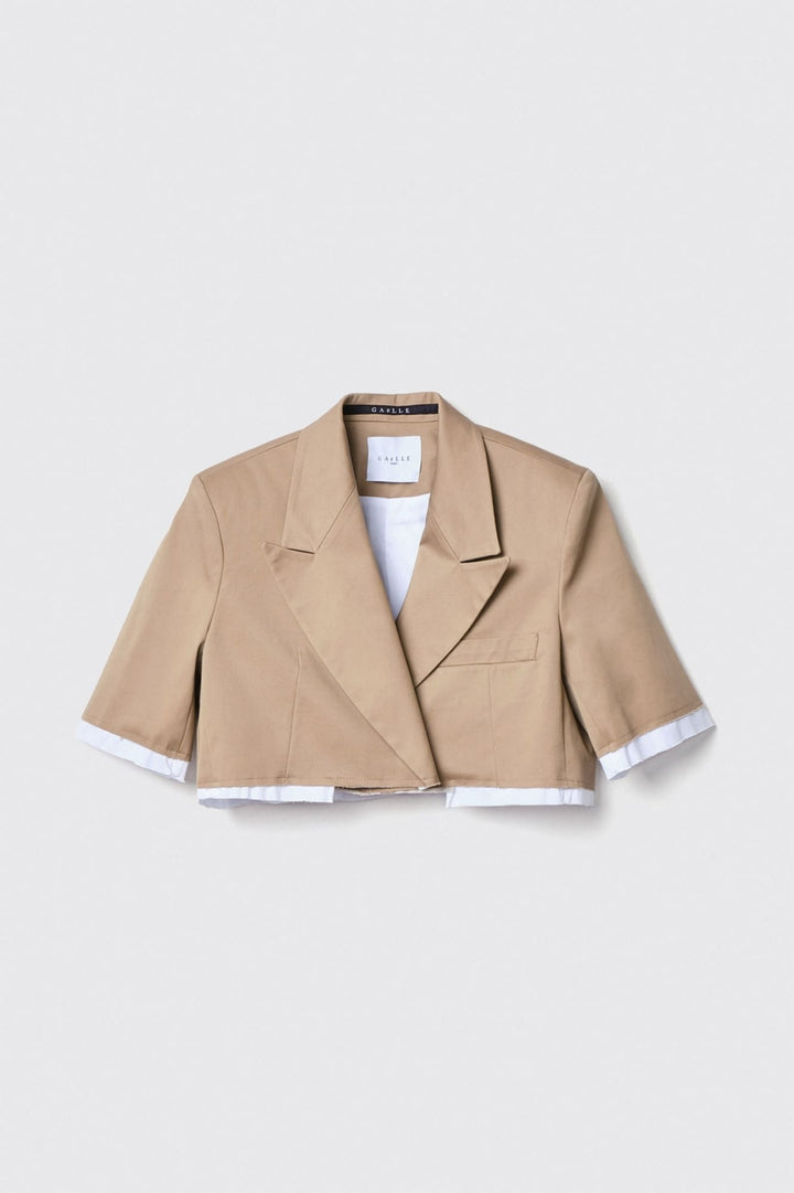 BLAZER CURTO DE ALFAIATARIA CAMEL GAELLE PARIS