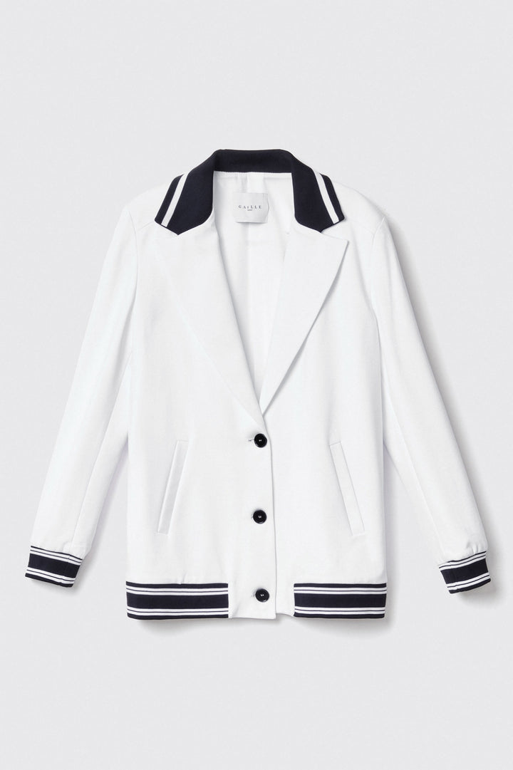 BOMBER BRANCO COM GOLA DE LAPELAS GAELLE PARIS