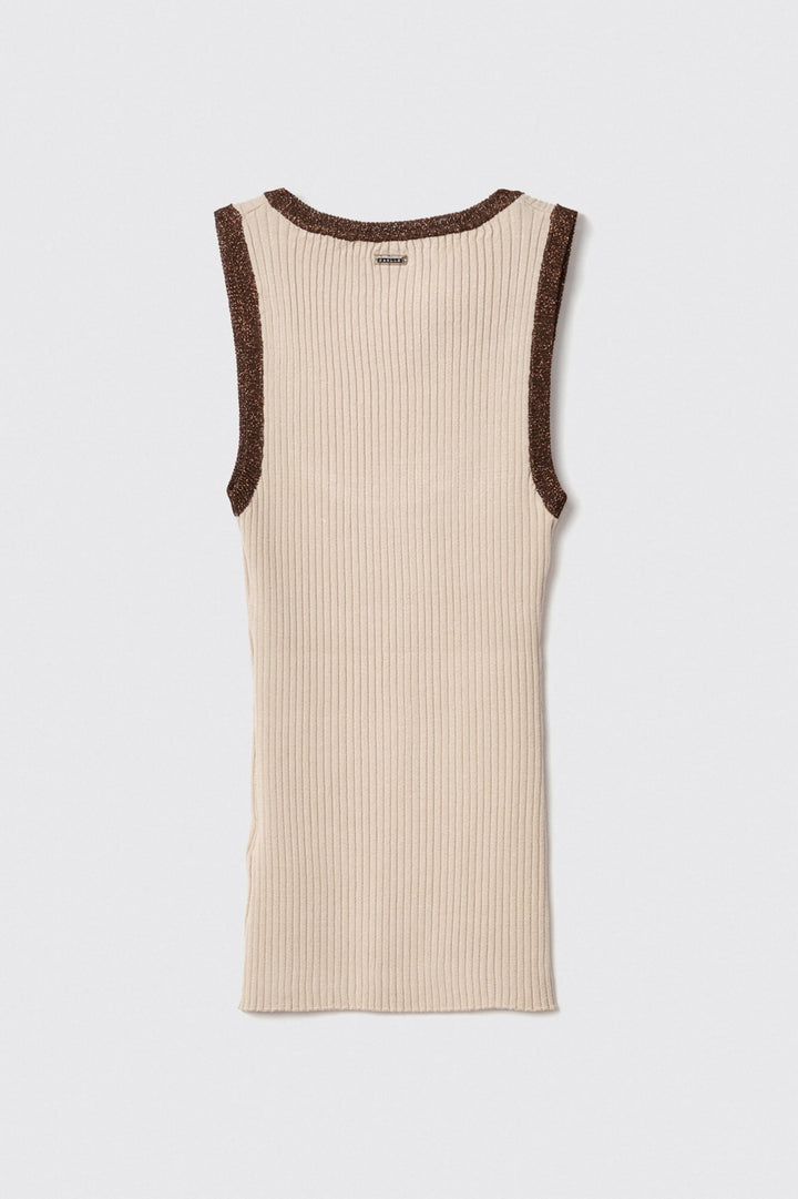 TOP CAVEADO DE MALHA CAMEL GAELLE PARIS