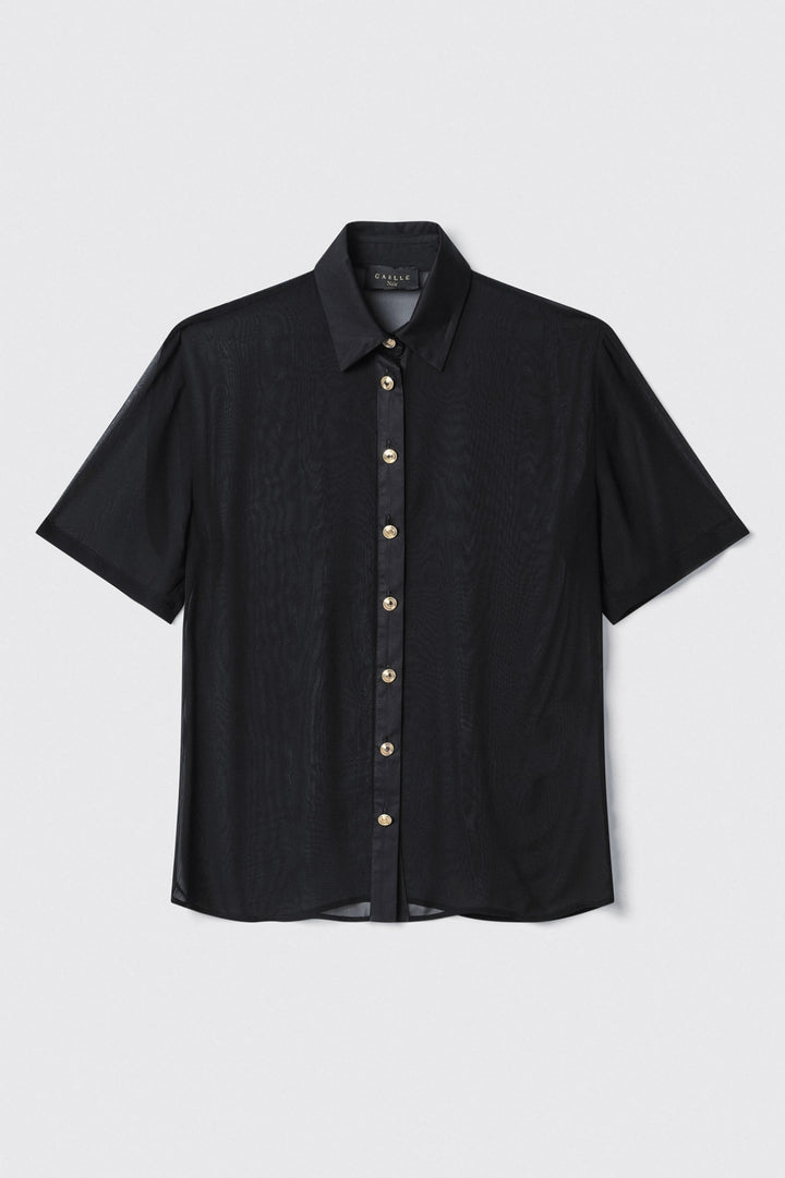 CAMISA PRETA COM TRANSPARÊNCIA GAELLE PARIS