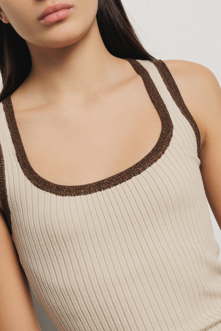 TOP CAVEADO DE MALHA CAMEL GAELLE PARIS