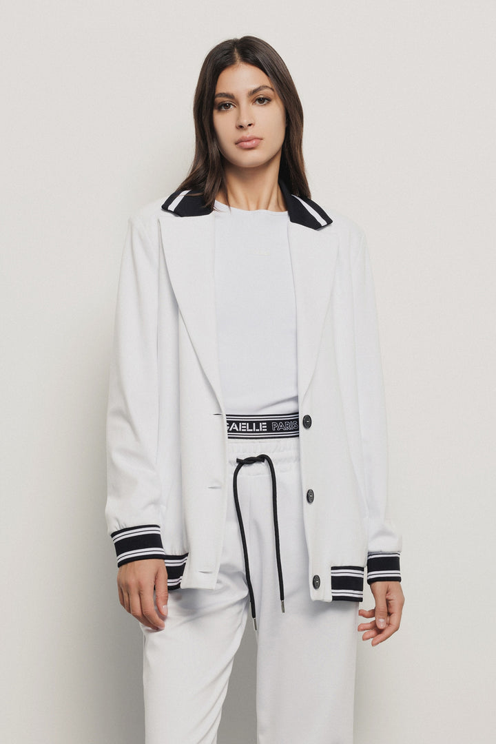 BOMBER BRANCO COM GOLA DE LAPELAS GAELLE PARIS