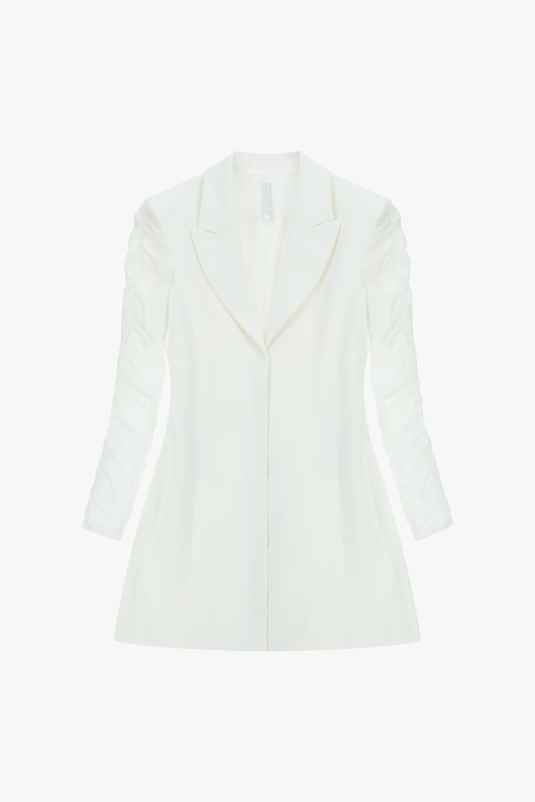 VESTIDO BLAZER BRANCO COM MANGAS EM TULE DRAPEADAS IMPERIAL