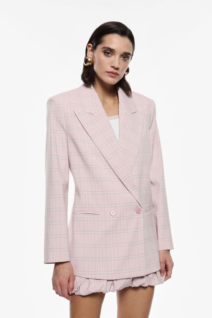 BLAZER ROSA COM PADRÃO TRESPASSE IMPERIAL