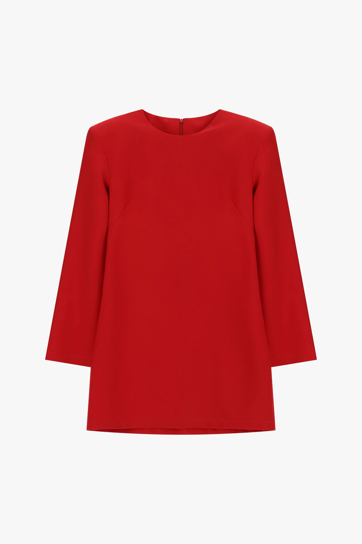 VESTIDO VERMELHO COM MANGA COMPRIDA E CORTE ACINTURADO IMPERIAL