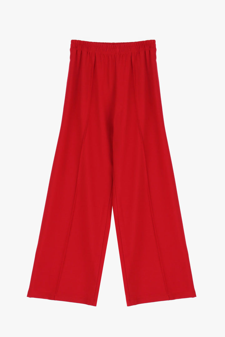 CALÇA VERMELHA PALAZZO COM CINTURA ELÁSTICA IMPERIAL