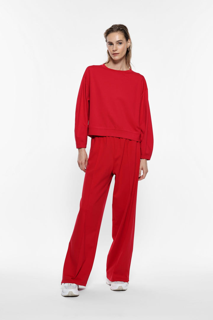CALÇA VERMELHA PALAZZO COM CINTURA ELÁSTICA IMPERIAL