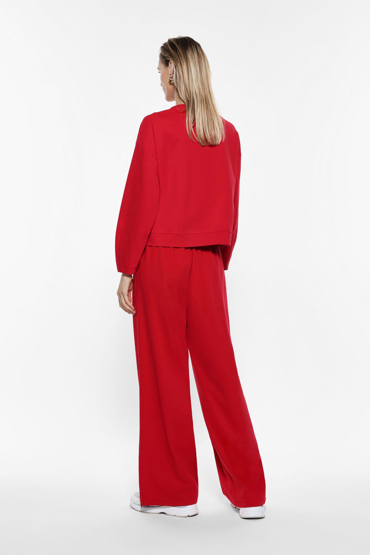 CALÇA VERMELHA PALAZZO COM CINTURA ELÁSTICA IMPERIAL