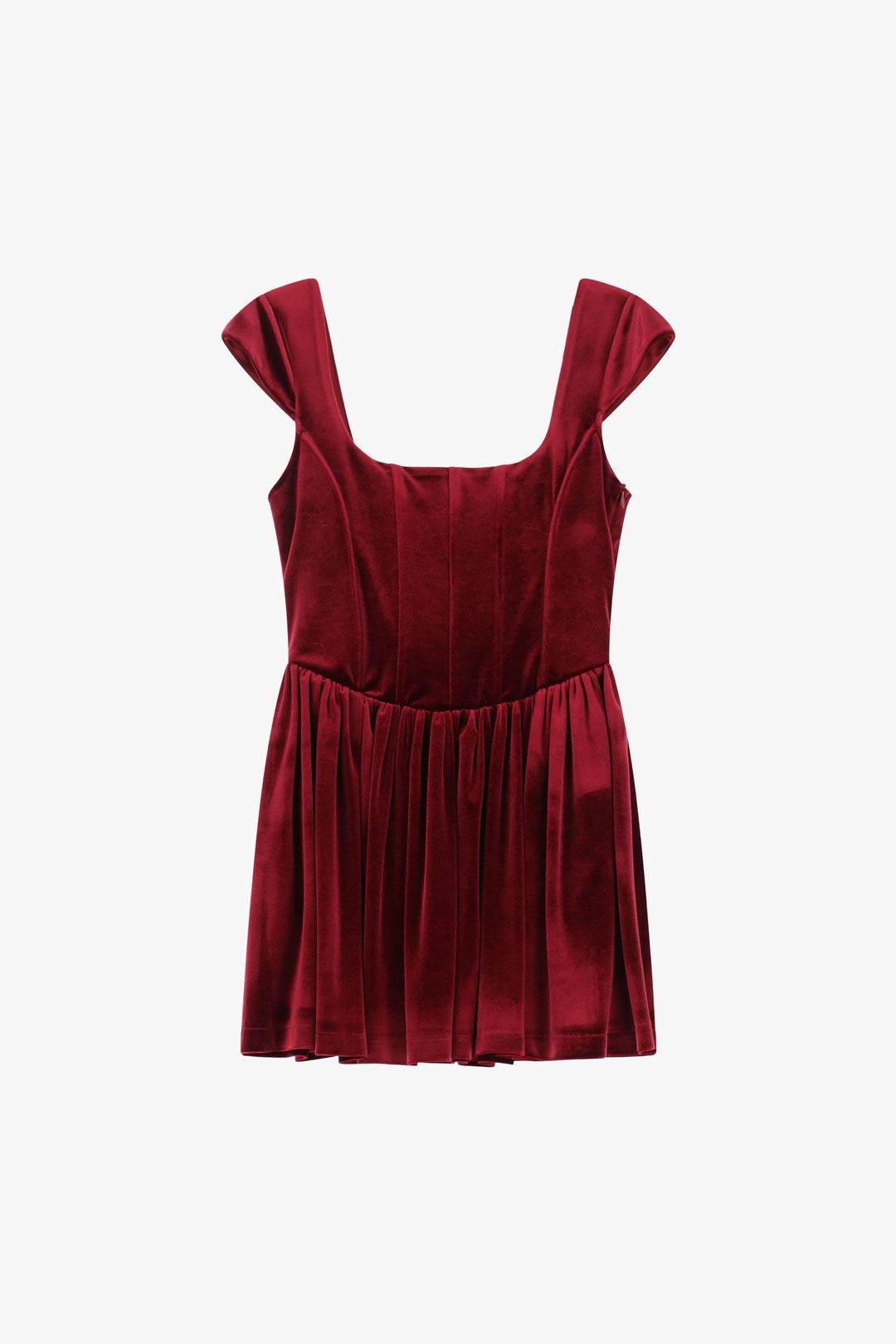 ESTIDO VERMELHO EM VELUDO COM SAIA ASSIMÉTRICA IMPERIAL