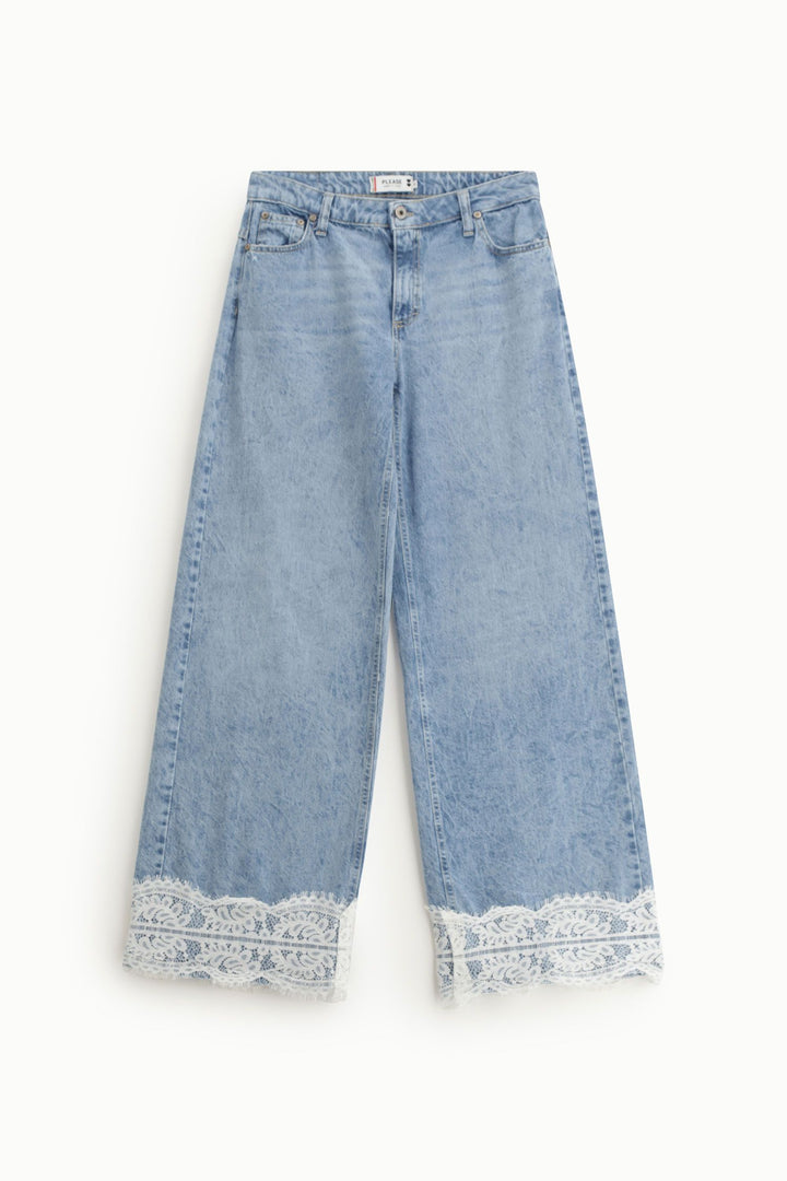 CALÇA GANGA AZUL COM RENDA PLEASE