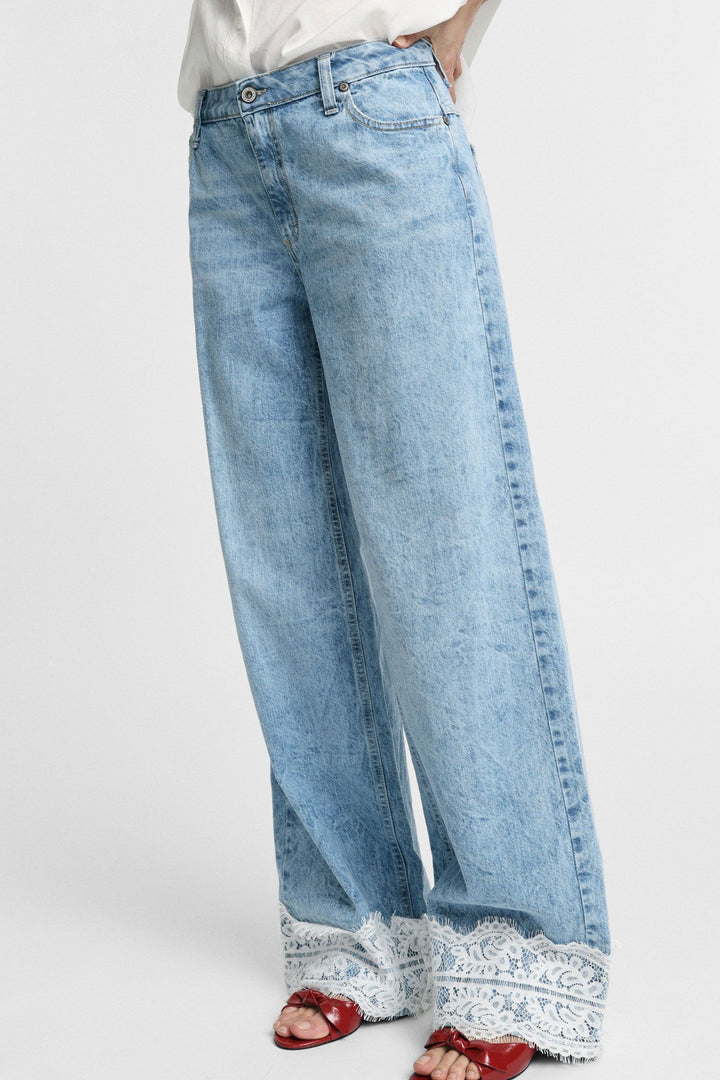 CALÇA GANGA AZUL COM RENDA PLEASE
