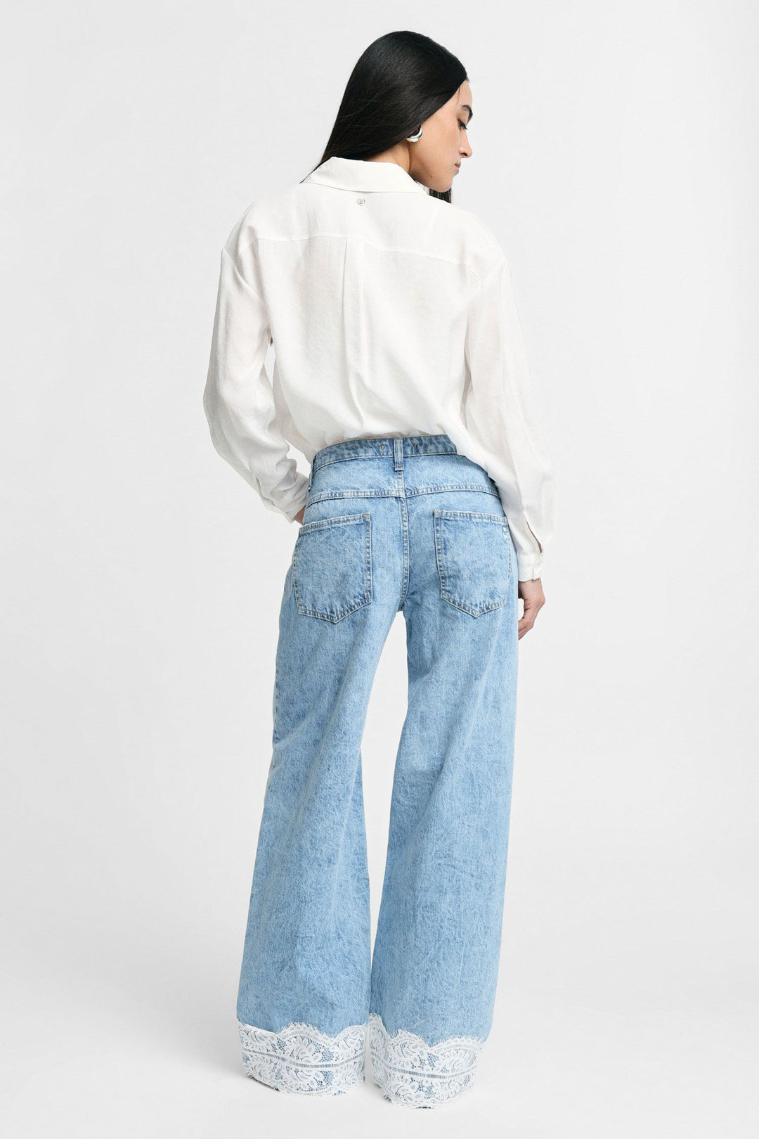 CALÇA GANGA AZUL COM RENDA PLEASE