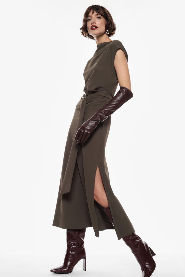 VESTIDO VERDE COM DRAPEADO IMPERIAL