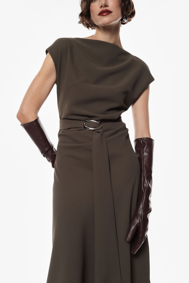 VESTIDO VERDE COM DRAPEADO IMPERIAL