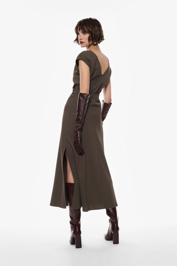 VESTIDO VERDE COM DRAPEADO IMPERIAL