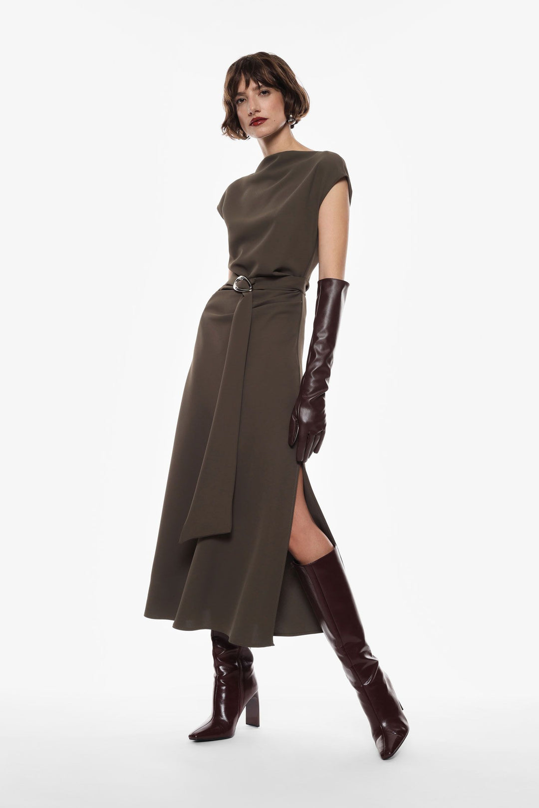 VESTIDO VERDE COM DRAPEADO IMPERIAL