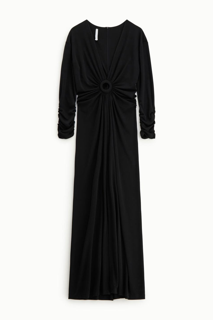 VESTIDO PRETO COM DETALHE DE ARGOLA IMPERIAL