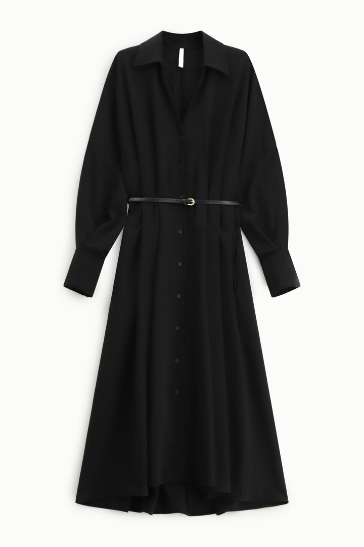 VESTIDO CAMSIEIRO PRETO COM CINTO IMPERIAL