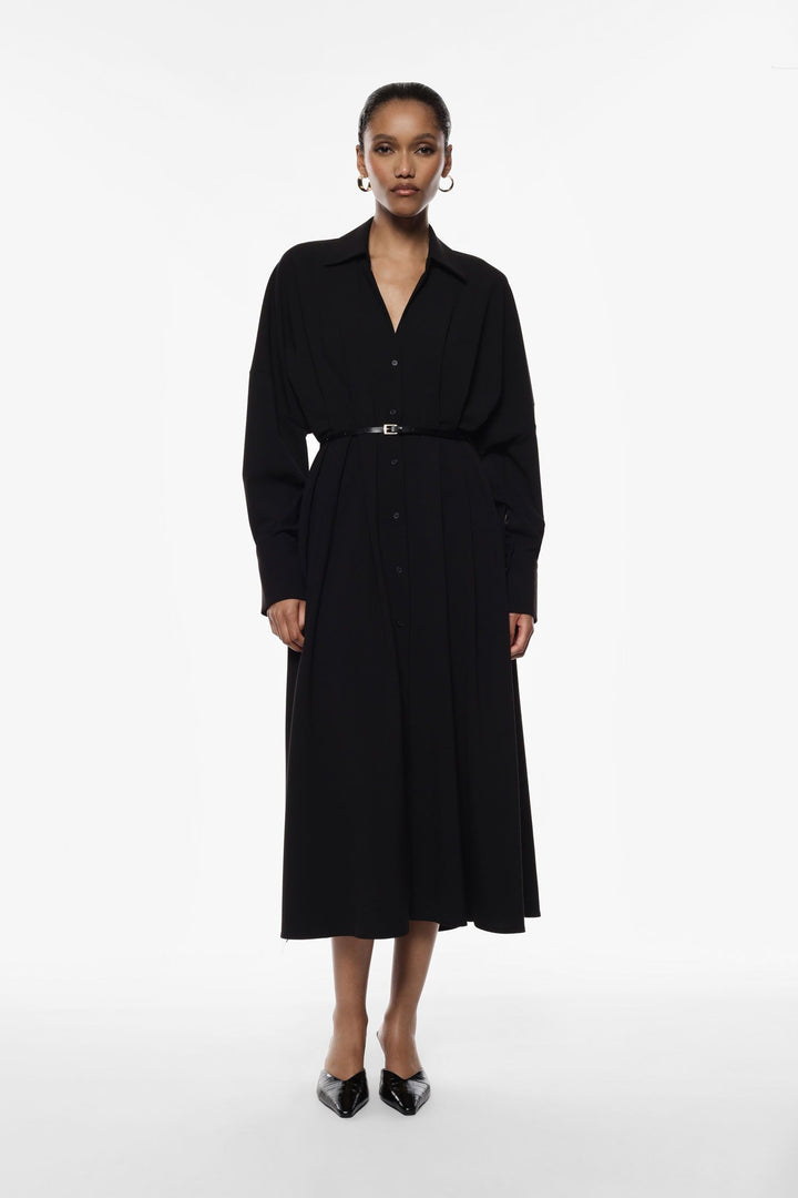 VESTIDO CAMSIEIRO PRETO COM CINTO IMPERIAL