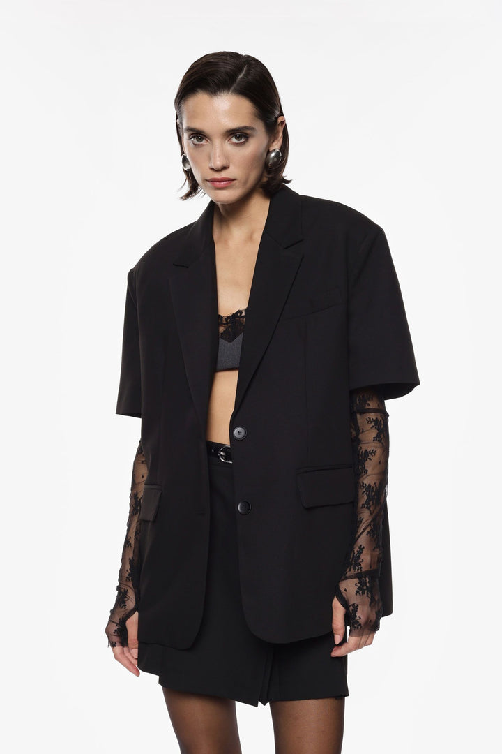 BLAZER PRETO DE MANGA CURTA IMPERIAL