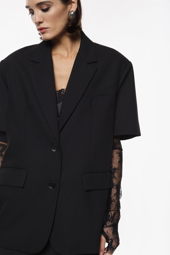 BLAZER PRETO DE MANGA CURTA IMPERIAL