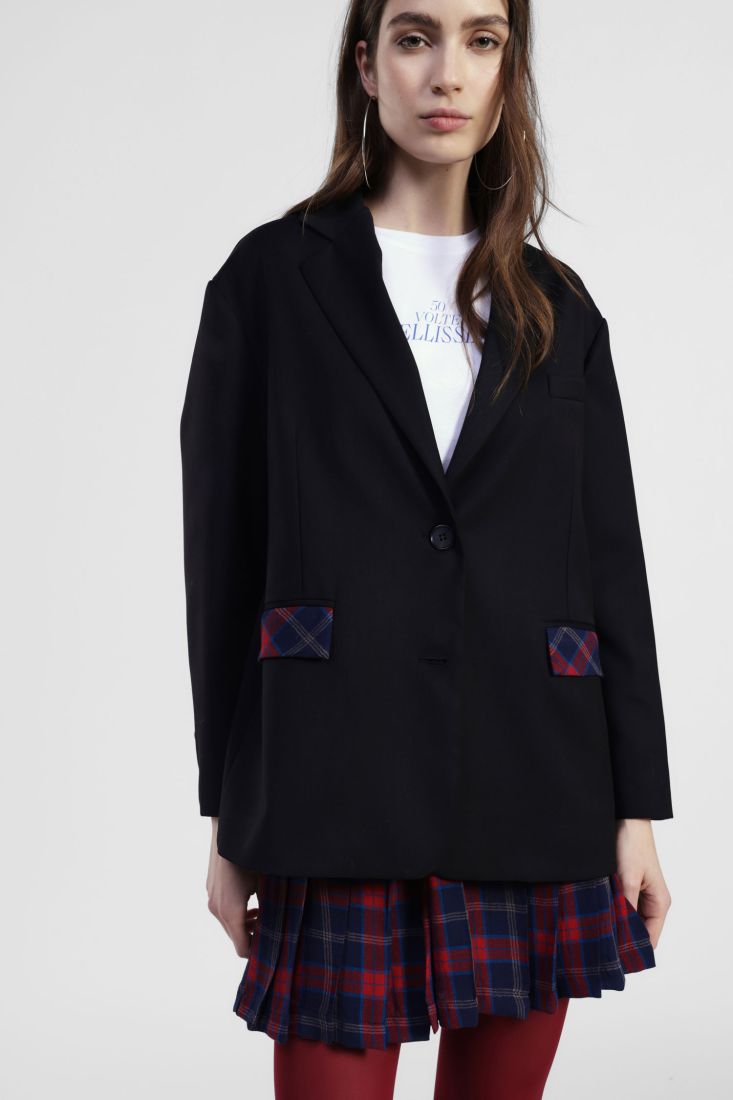 BLAZER PRETO COM DETALHES XADREZ DIXIE