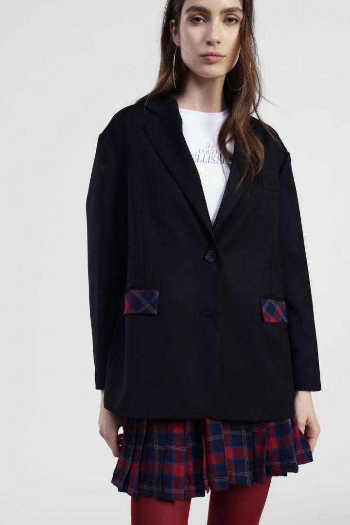 BLAZER PRETO COM DETALHES XADREZ DIXIE