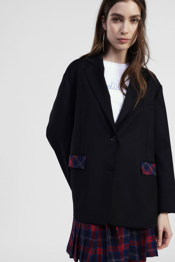 BLAZER PRETO COM DETALHES XADREZ DIXIE