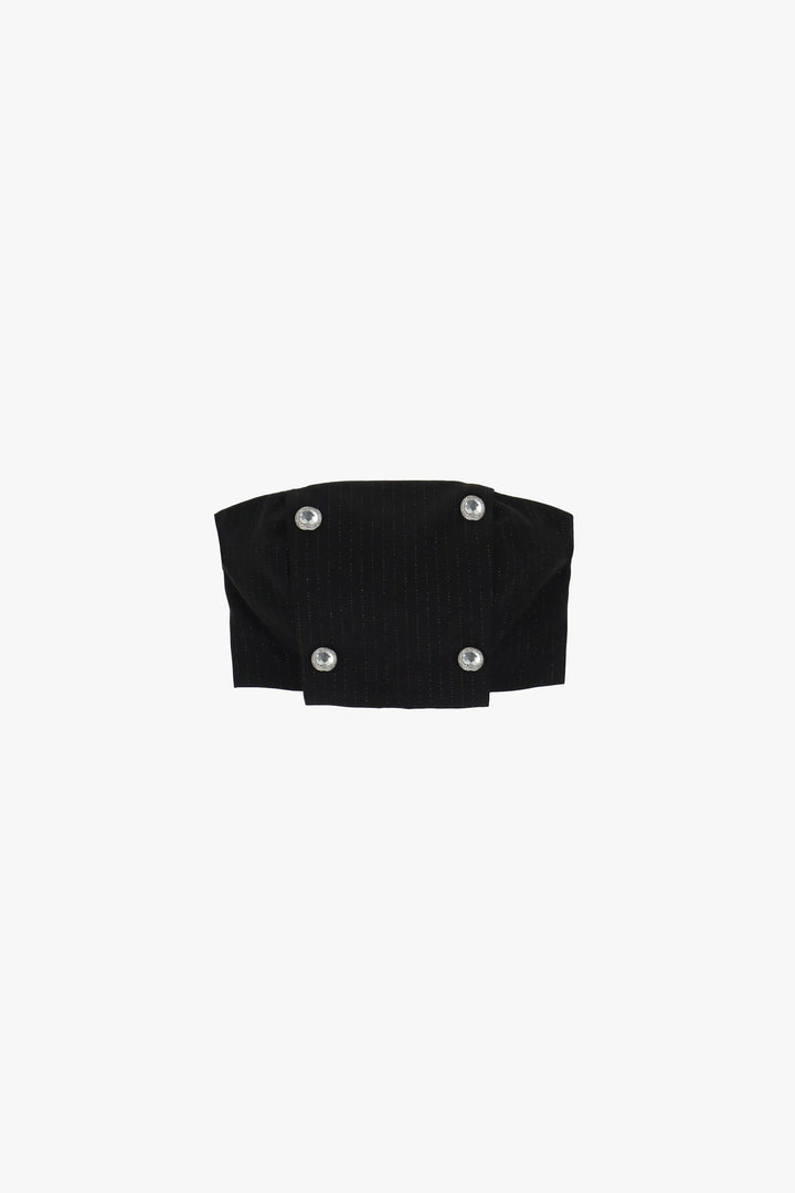 TOP CROP PRETO COM BRILHO E BOTÕES DIXIE