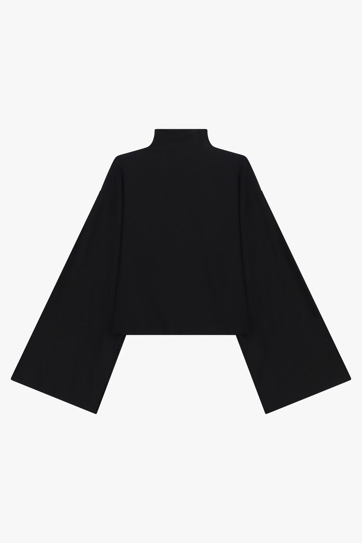TOP PRETO DE GOLA ALTA COM MANGAS AMPLAS IMPERIAL