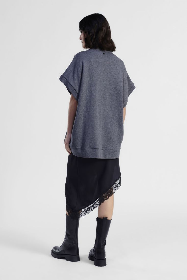 VESTIDO SWEAT CINZENTO COM LETRAS CHEZ MOI PARIS DIXIE