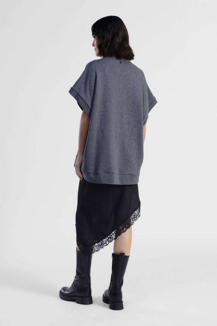VESTIDO SWEAT CINZENTO COM LETRAS CHEZ MOI PARIS DIXIE