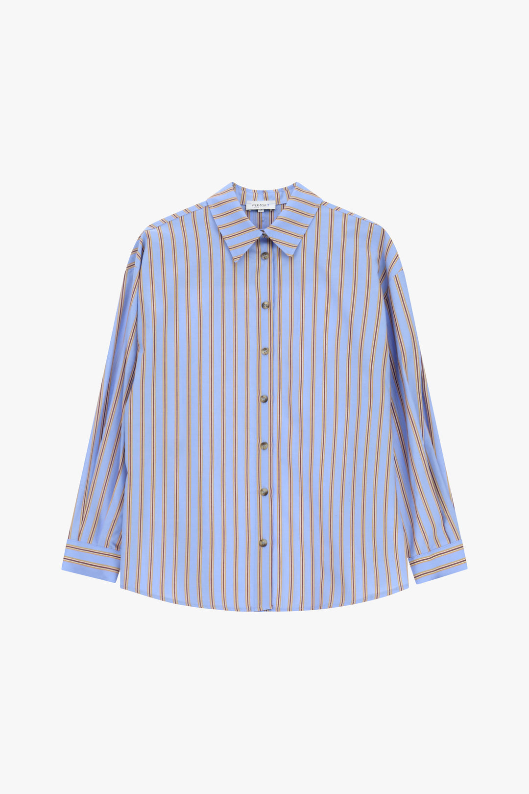 CAMISA ÀS RISCAS AZUL E BORDÔ PLEASE