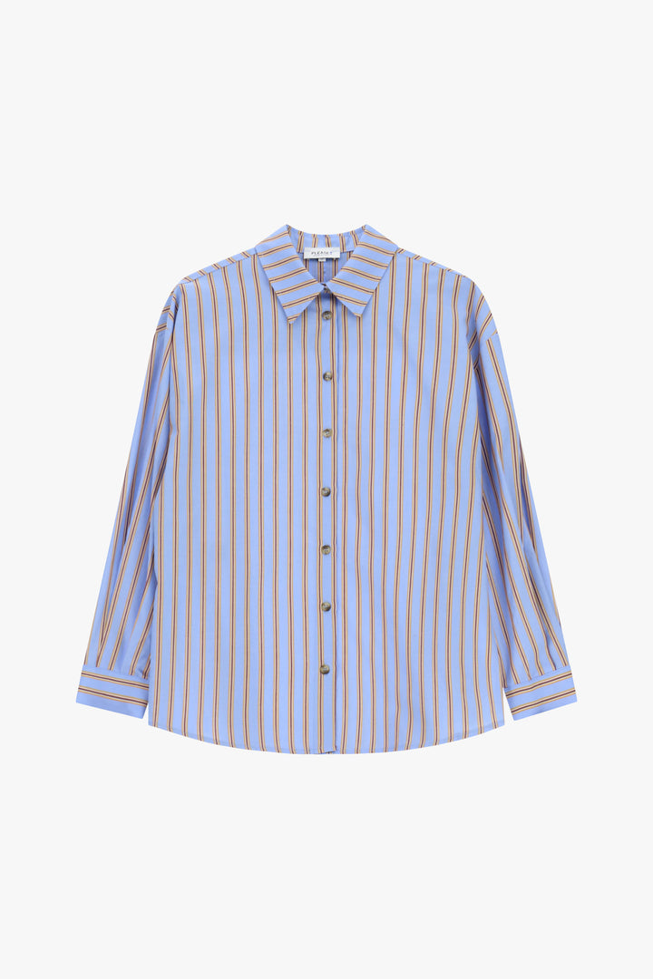 CAMISA ÀS RISCAS AZUL E BORDÔ PLEASE