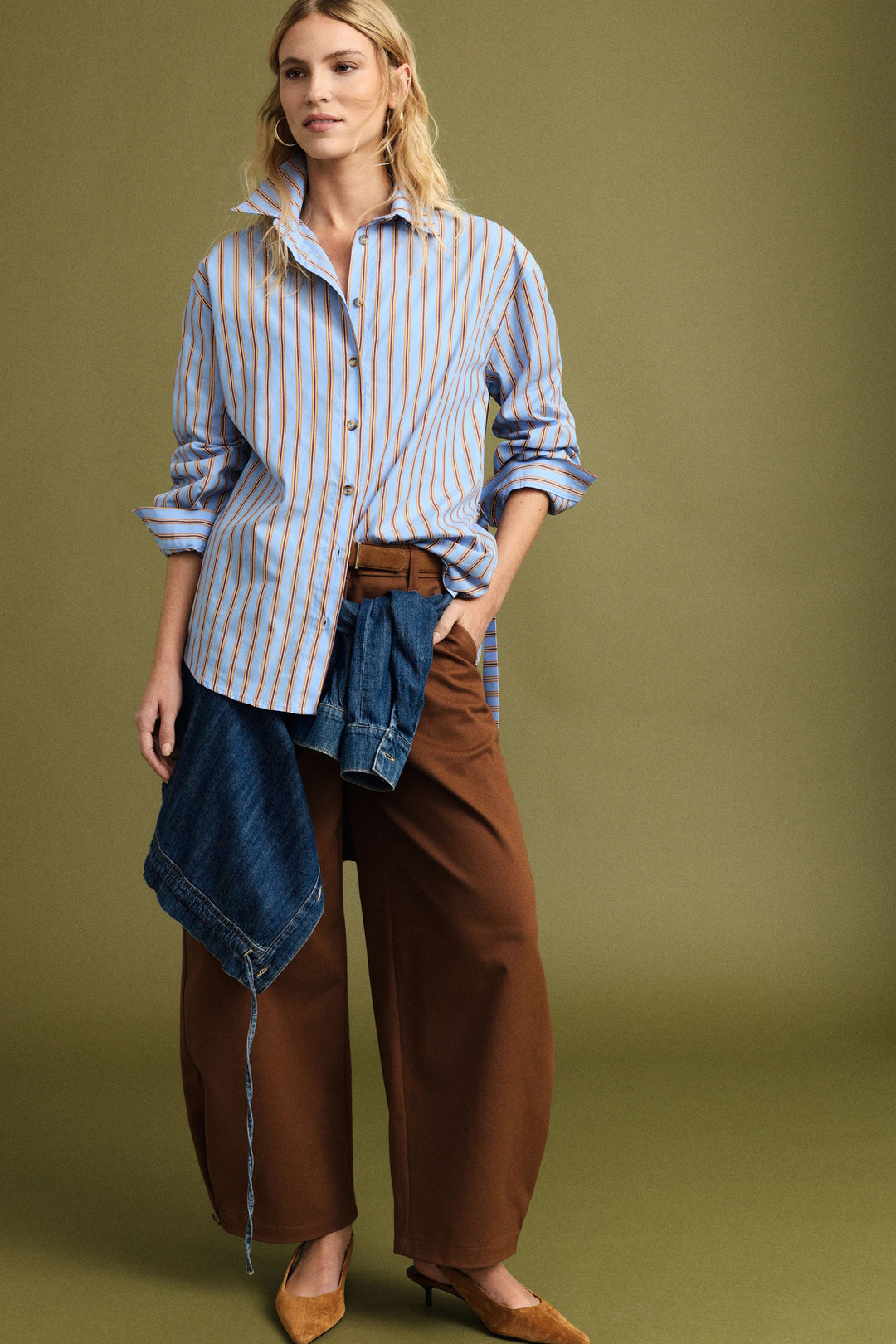 CAMISA ÀS RISCAS AZUL E BORDÔ PLEASE