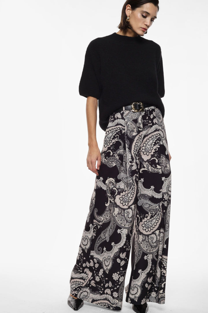 CALÇA PANTALONA ESTAMPADO COM CINTO IMPERIAL