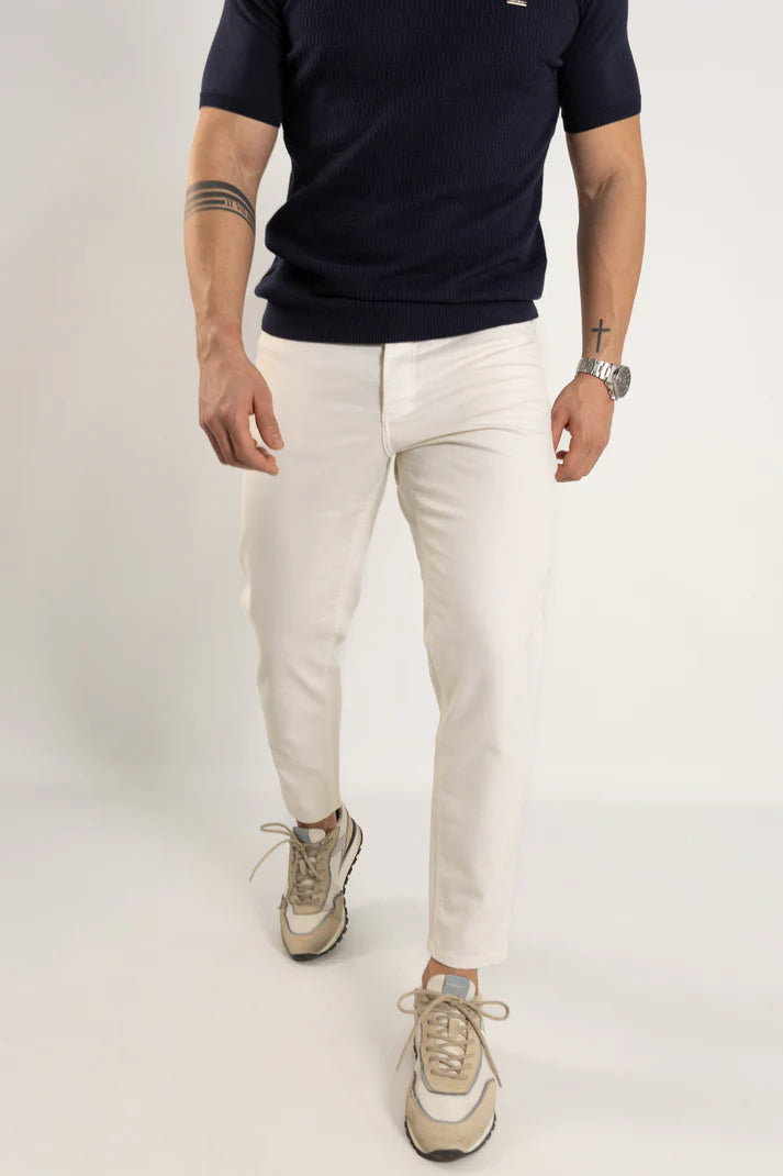 CALÇA DE SARJA OFF WHITE TAPERED JOVIT´S