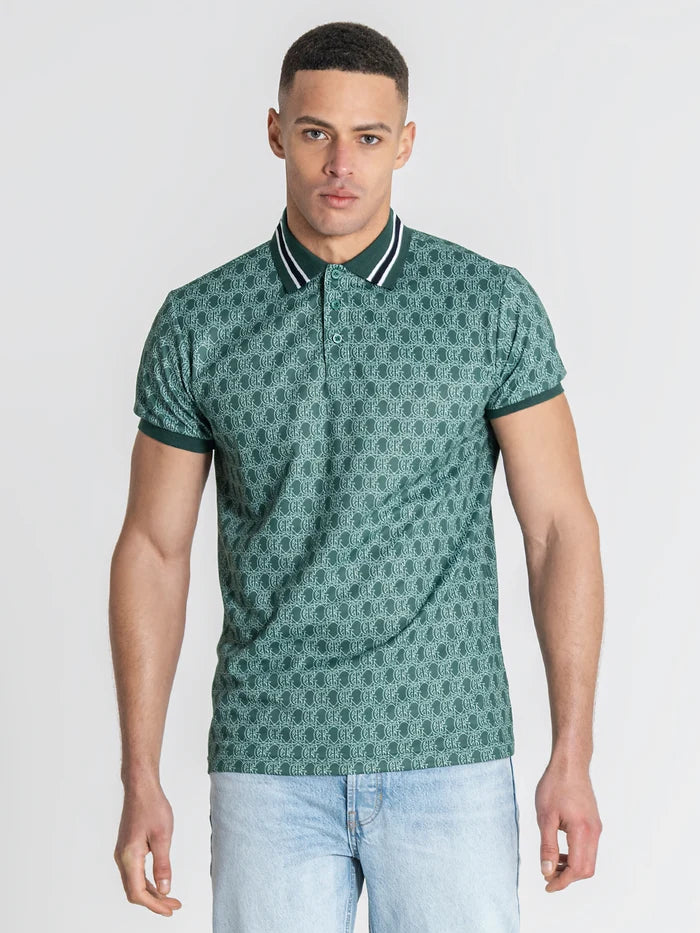 POLO VERDE PADRÃO MONOGRAMA PONTO CHIC