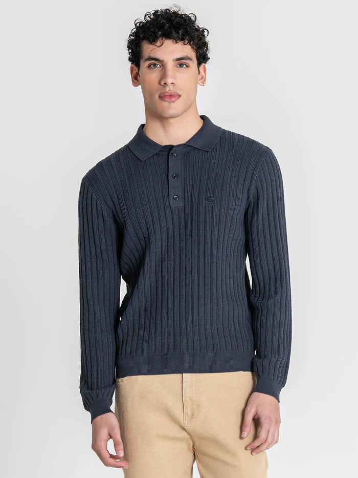 POLO DE MALHA AZUL MARINHO PONTO CHIC