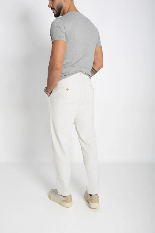 CALÇA OFF WHITE DE BOMBAZINE JOVITS