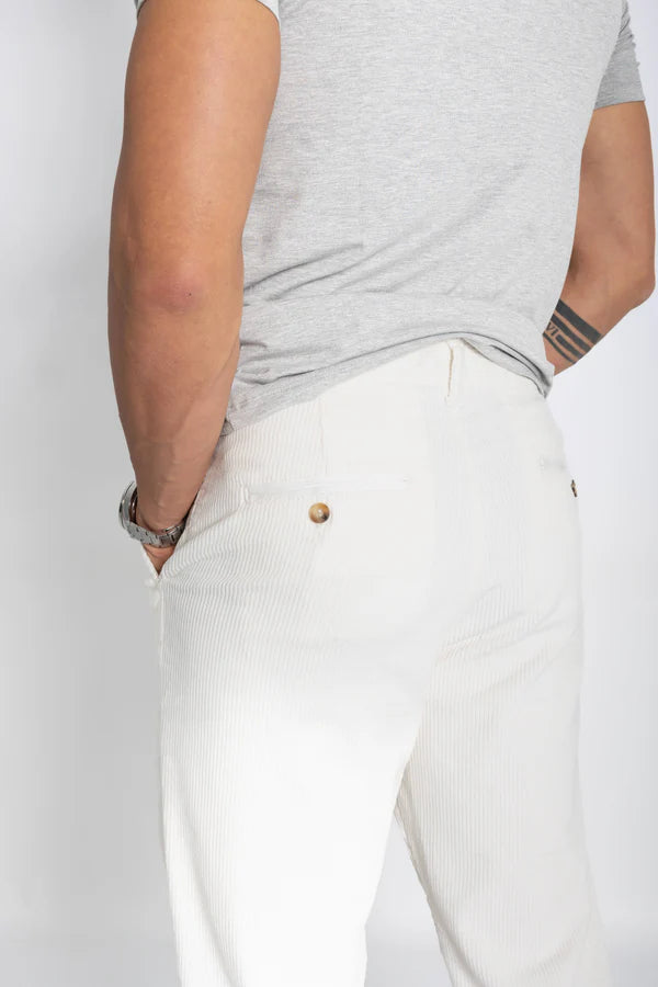 CALÇA OFF WHITE DE BOMBAZINE JOVITS