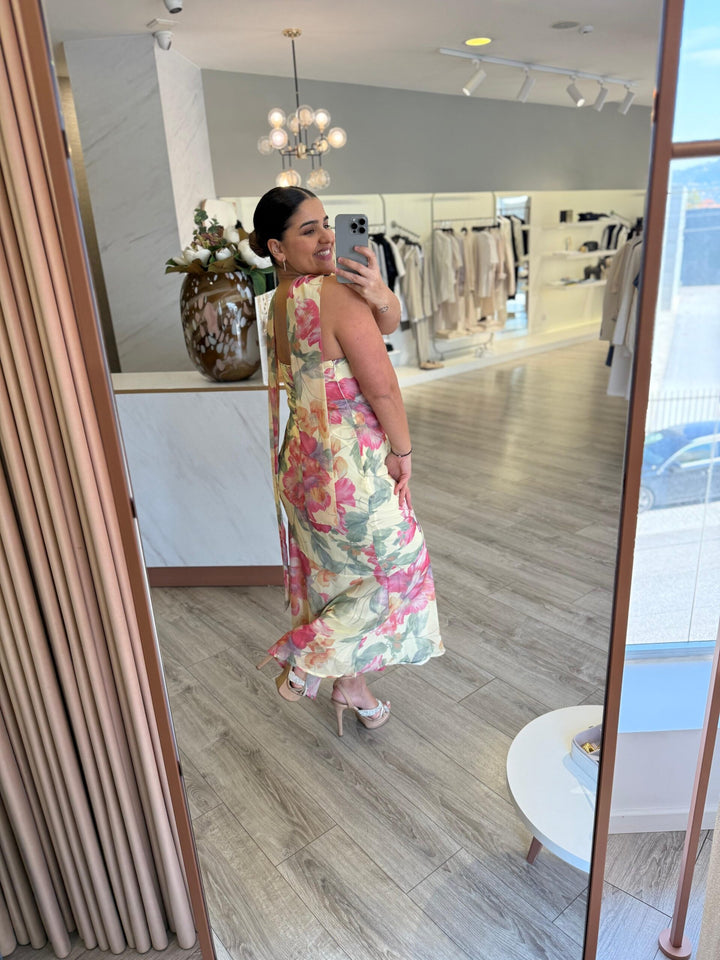 VESTIDO COMPRIDO ESTAMPADO PONTO CHIC