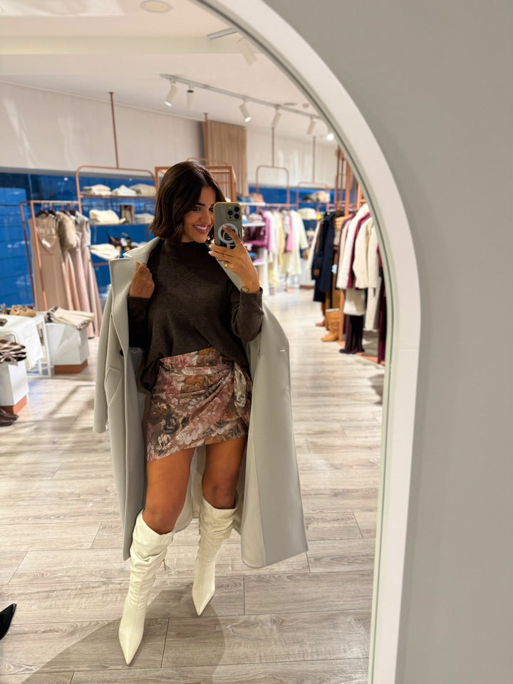 SAIA CURTA PÁREO ESTAMPADA COM LAÇO PLEASE