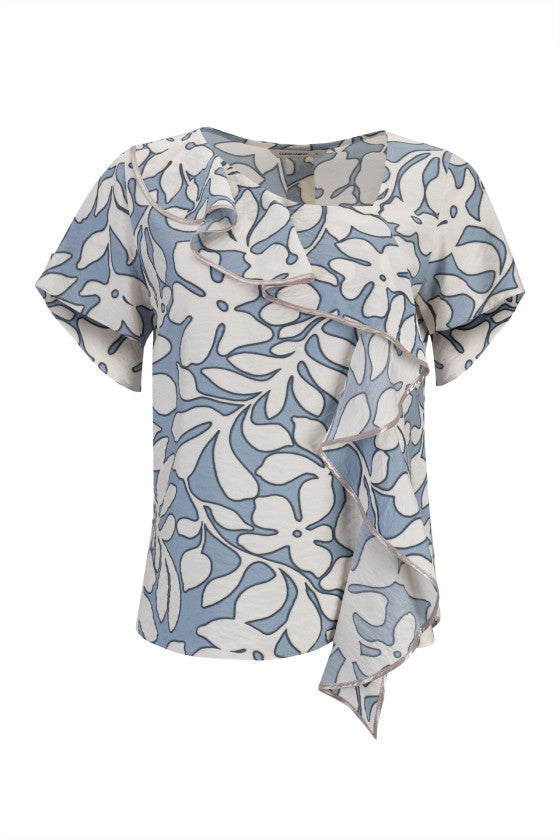 TÚNICA ESTAMPADA COM FOLHO SILVINA CAMPOS