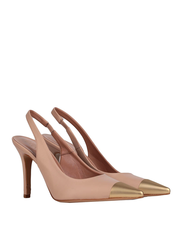 SAPATO NUDE COM DOURADO PONTO CHIC