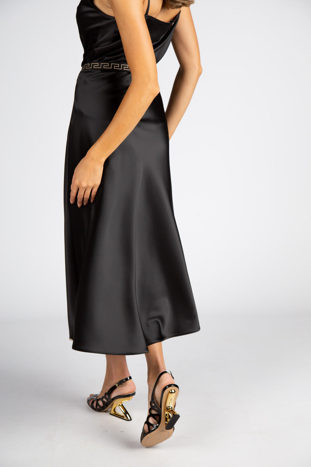 SAIA MIDI PRETA CÓS ESTAMPADO SILVINA CAMPOS