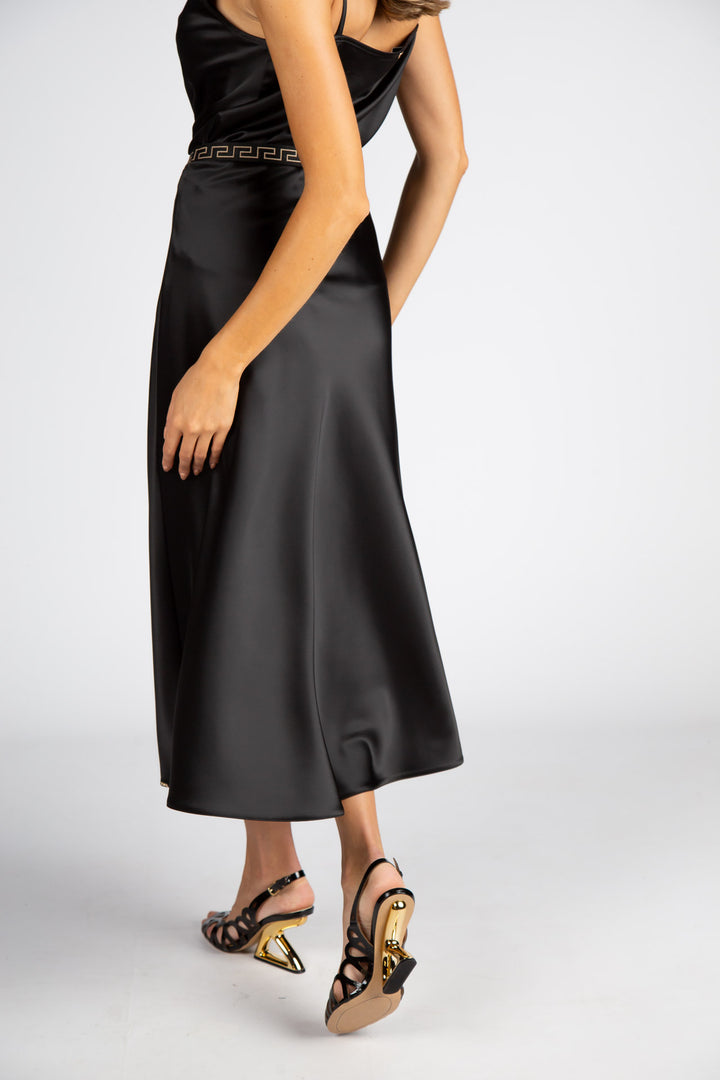 SAIA MIDI PRETA CÓS ESTAMPADO SILVINA CAMPOS