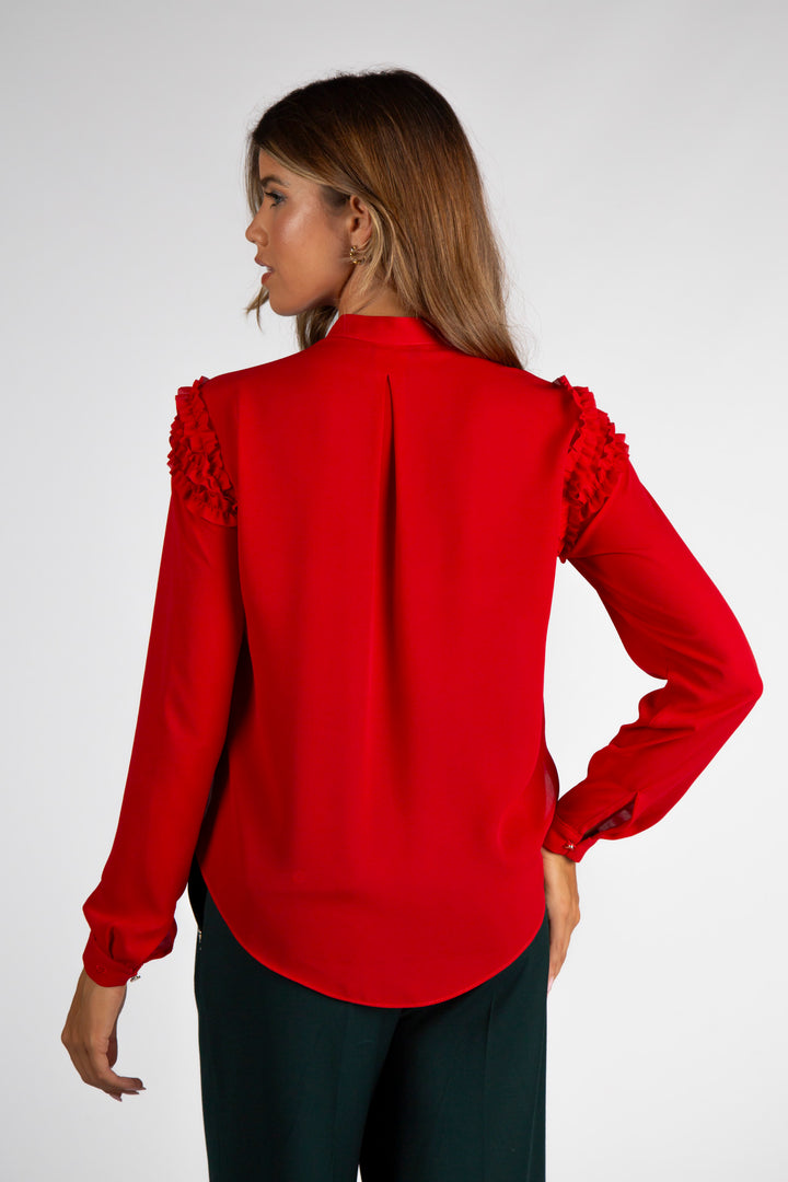 BLUSA VERMELHA COM FOLHOS SILVINA CAMPOS